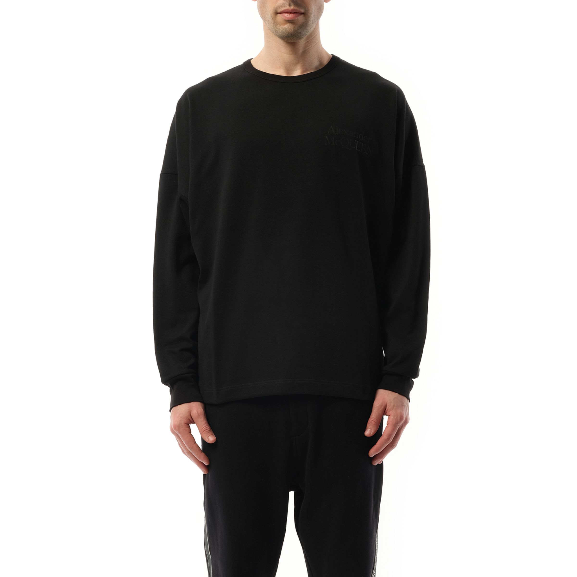 Long Sleeve Exploded Logo T-Shirt in Black/Black