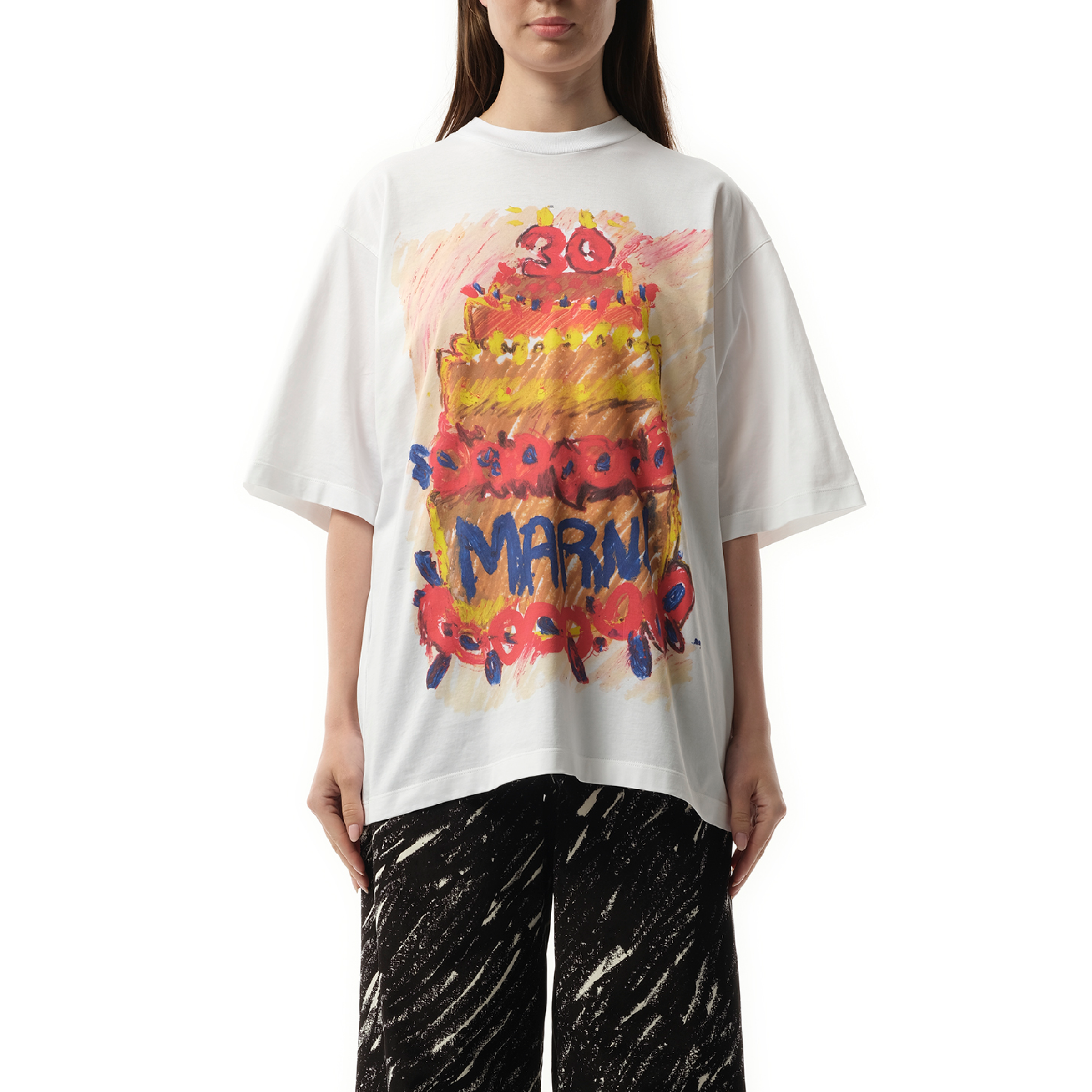 Colored Cake Print T-Shirt in Lily White