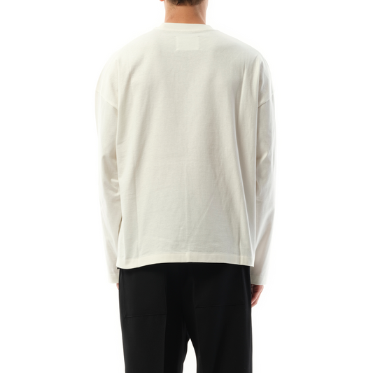 Jil Sander Logo Long Sleeve T-Shirt in Porcelain