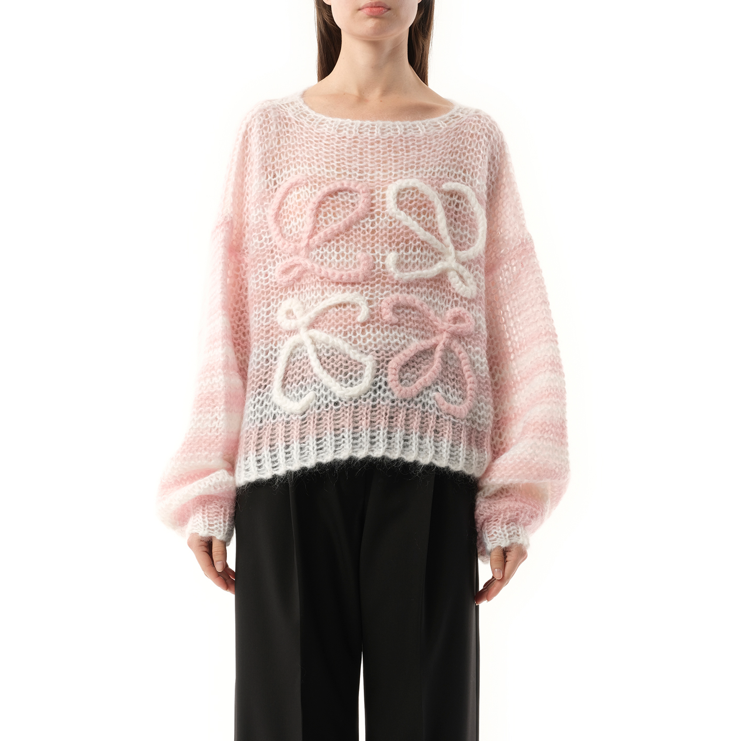 Anagram Sweater in White/Pink