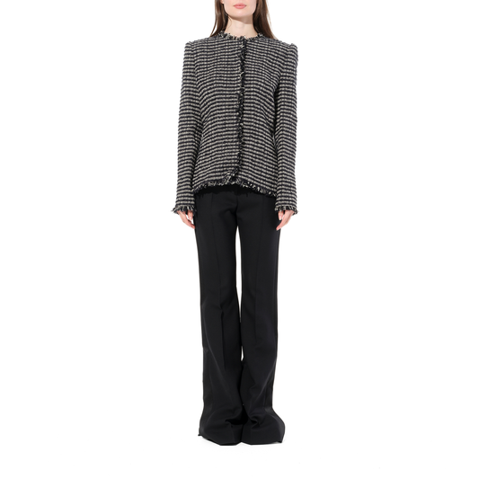 Boucle Tweed Jacket in Black/Ivory