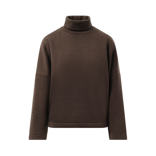 High Neck Sweatshirt in Dark Brown Melange