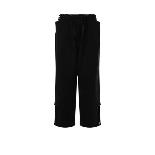 Open Hem Track Pants in Black