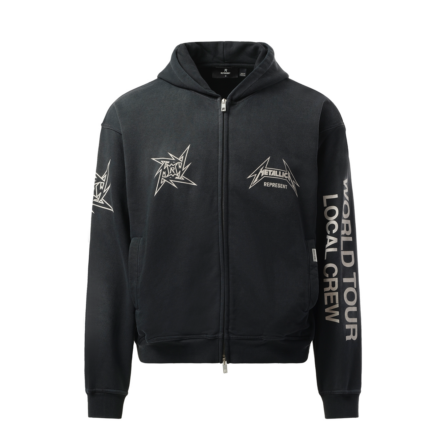 Metallica 40 Year Anniversary Zip-Up Hoodie in Stained Black