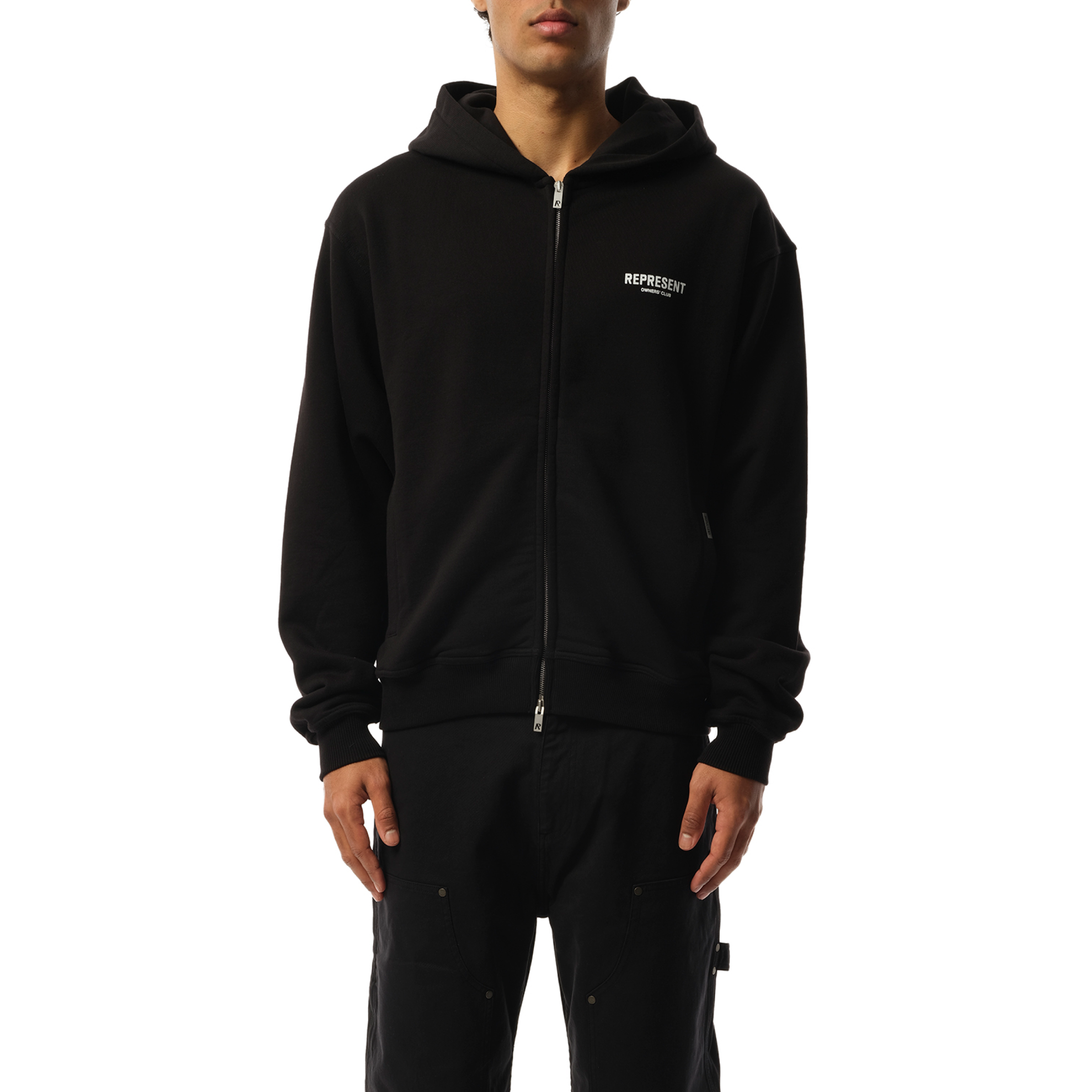 Represent Owners Club Zip Hoodie in Black