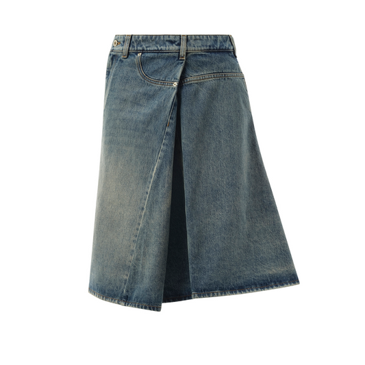 Deconstructed Skirt in Washed Denim