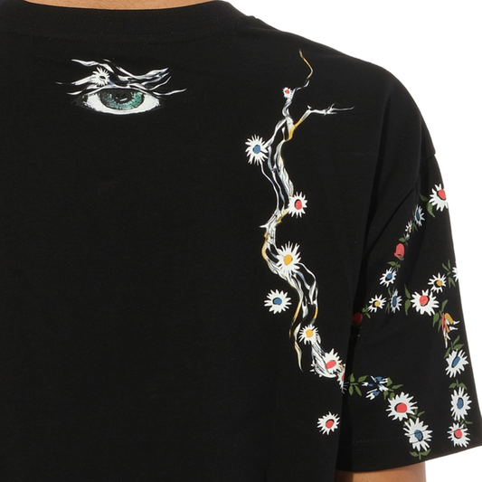 Three Bird Embroidered T-Shirt in Black