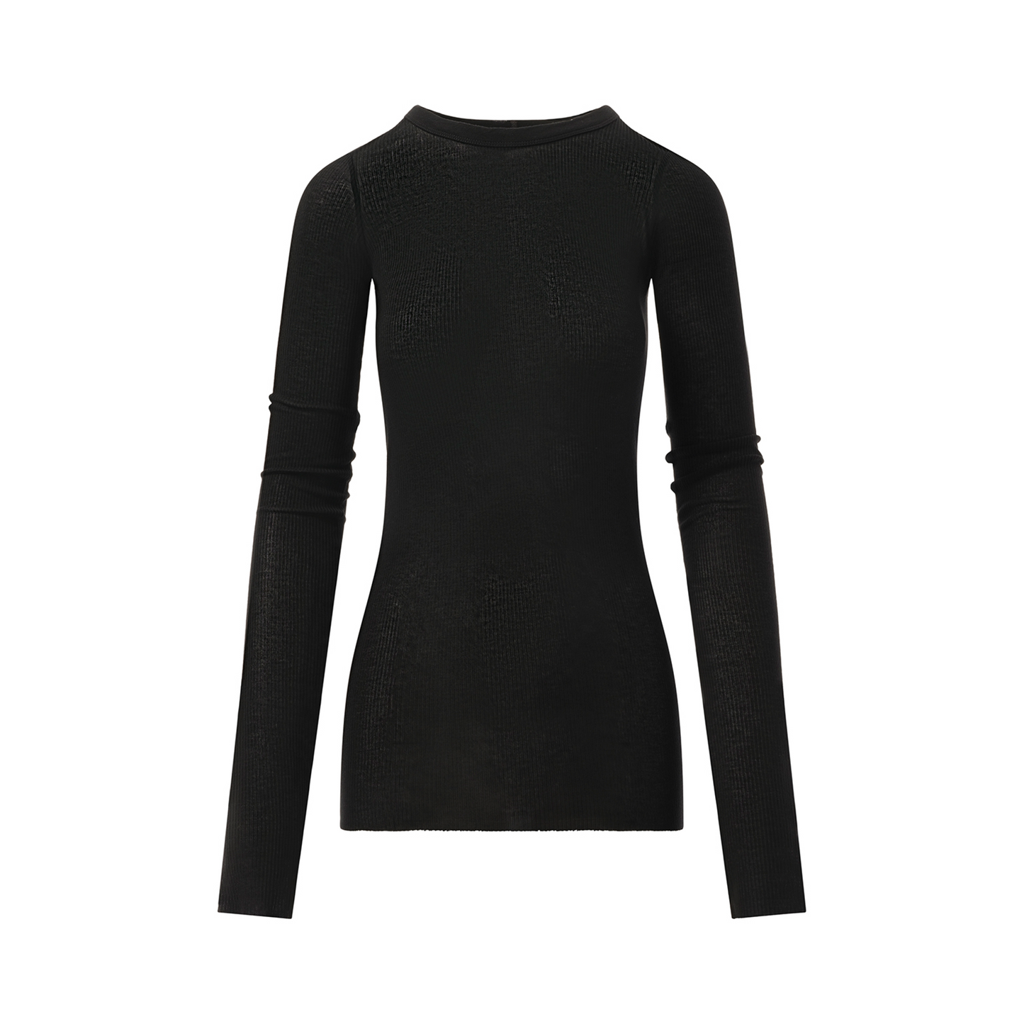 Rib Long Sleeve T-Shirt in Black