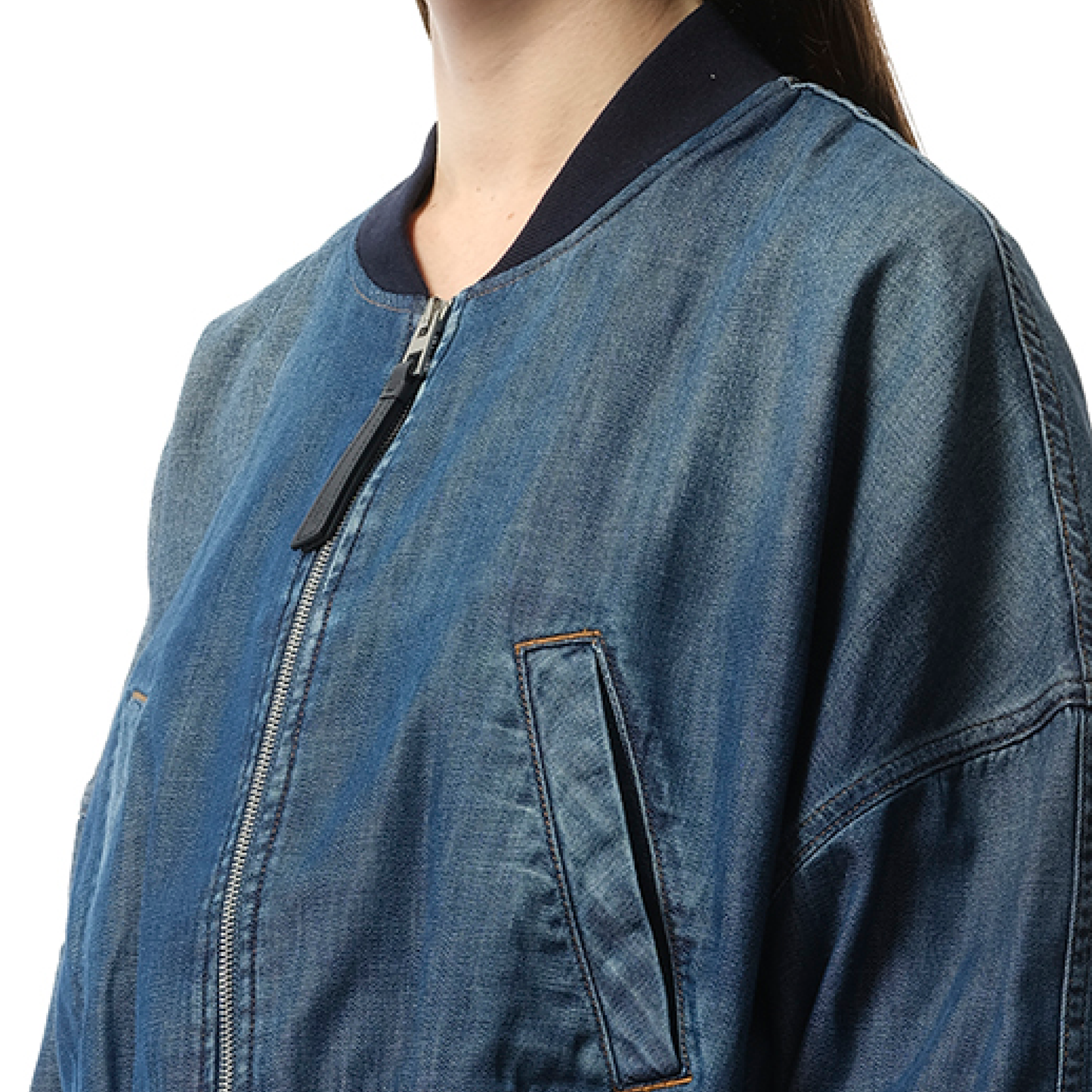 Bomber Jacket in Washed Blue