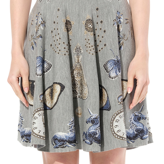 Mini Jacquard Butterfly Dress in Grey