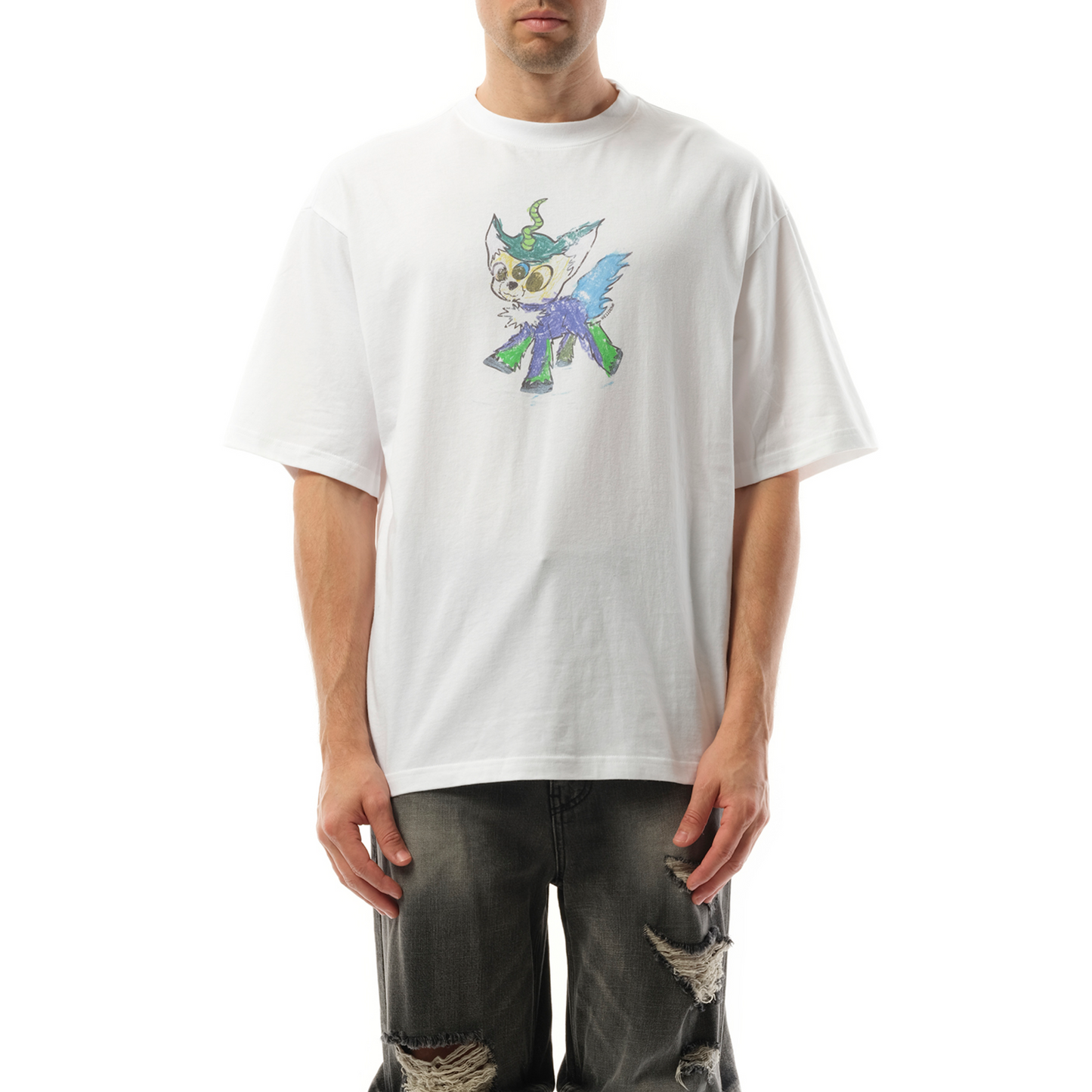 Jeff Monster Drawing T-Shirt in White