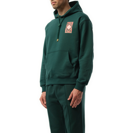 Gothic Stacked Logo Printed Hoodie in Green