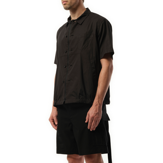 Cotton Poplin Short-sleeve Shirt in Black