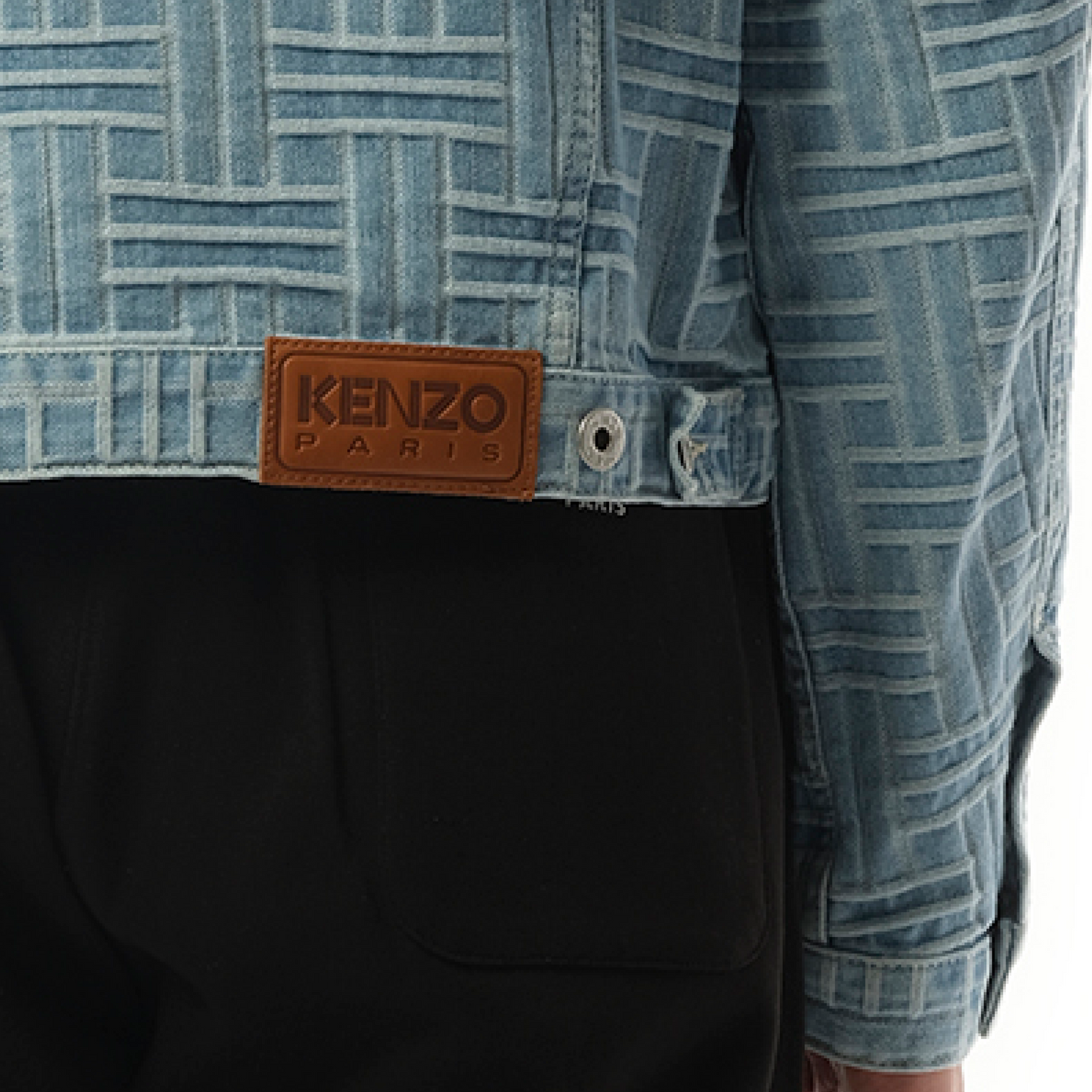 Kenzo Weave Trucker Jacket in Blue Denim