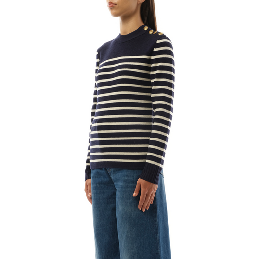 Chloe Mariniere Sweater in Blue/White