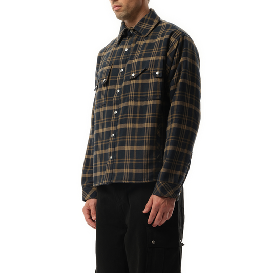 Flannel Sherpa Overshirt in Brown/Black