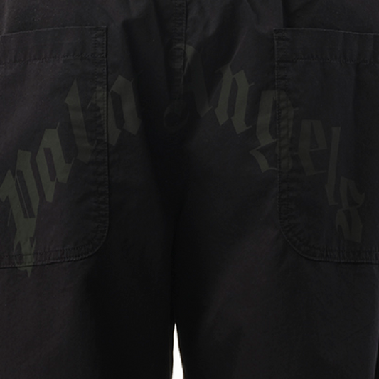 Curved Logo Loose Pants in Black