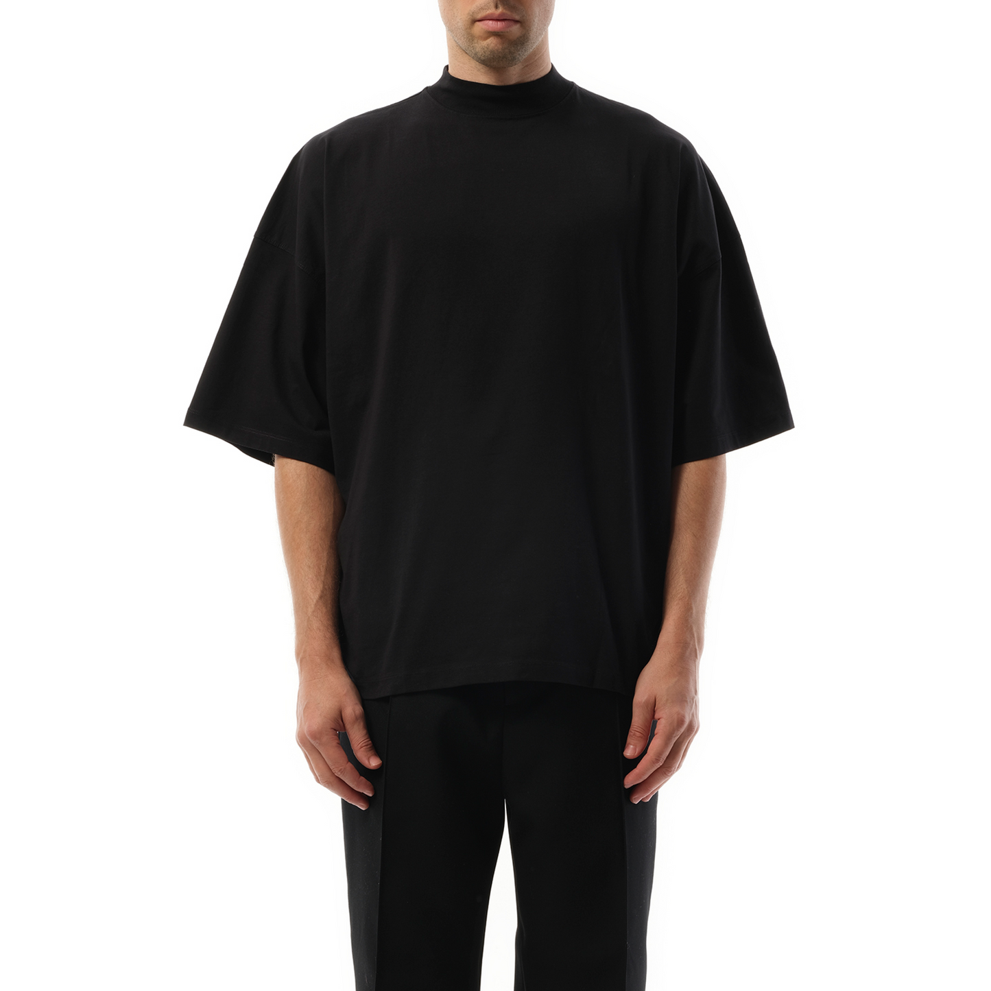 Mock Neck T-Shirt in Black