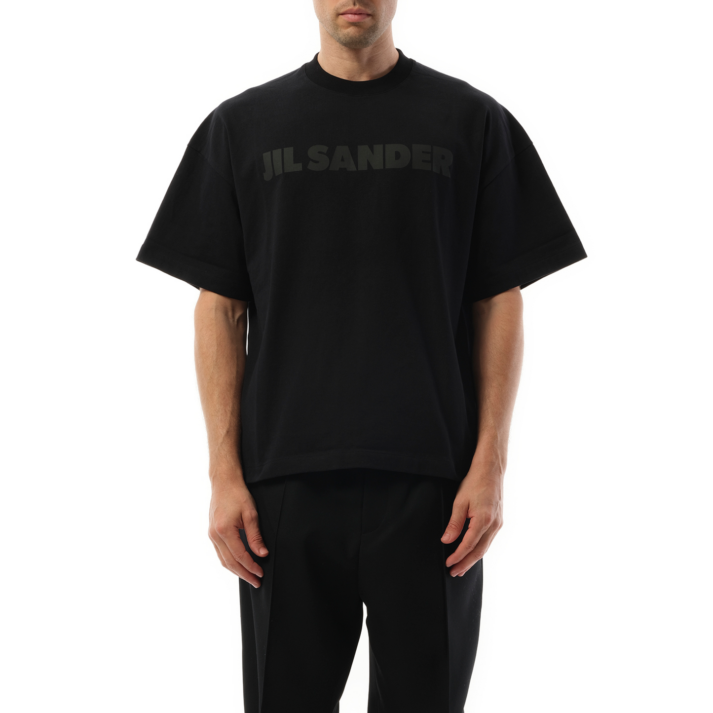 Tonal Jil Sander Logo T-Shirt in Black