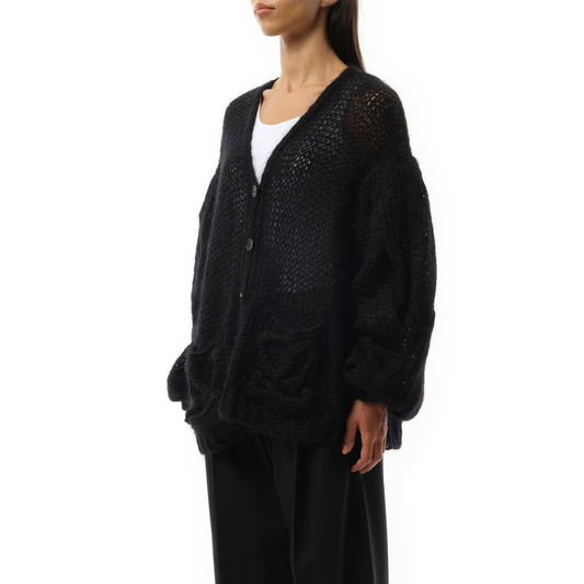 Relaxed Fit Anagram Cardigan in Black