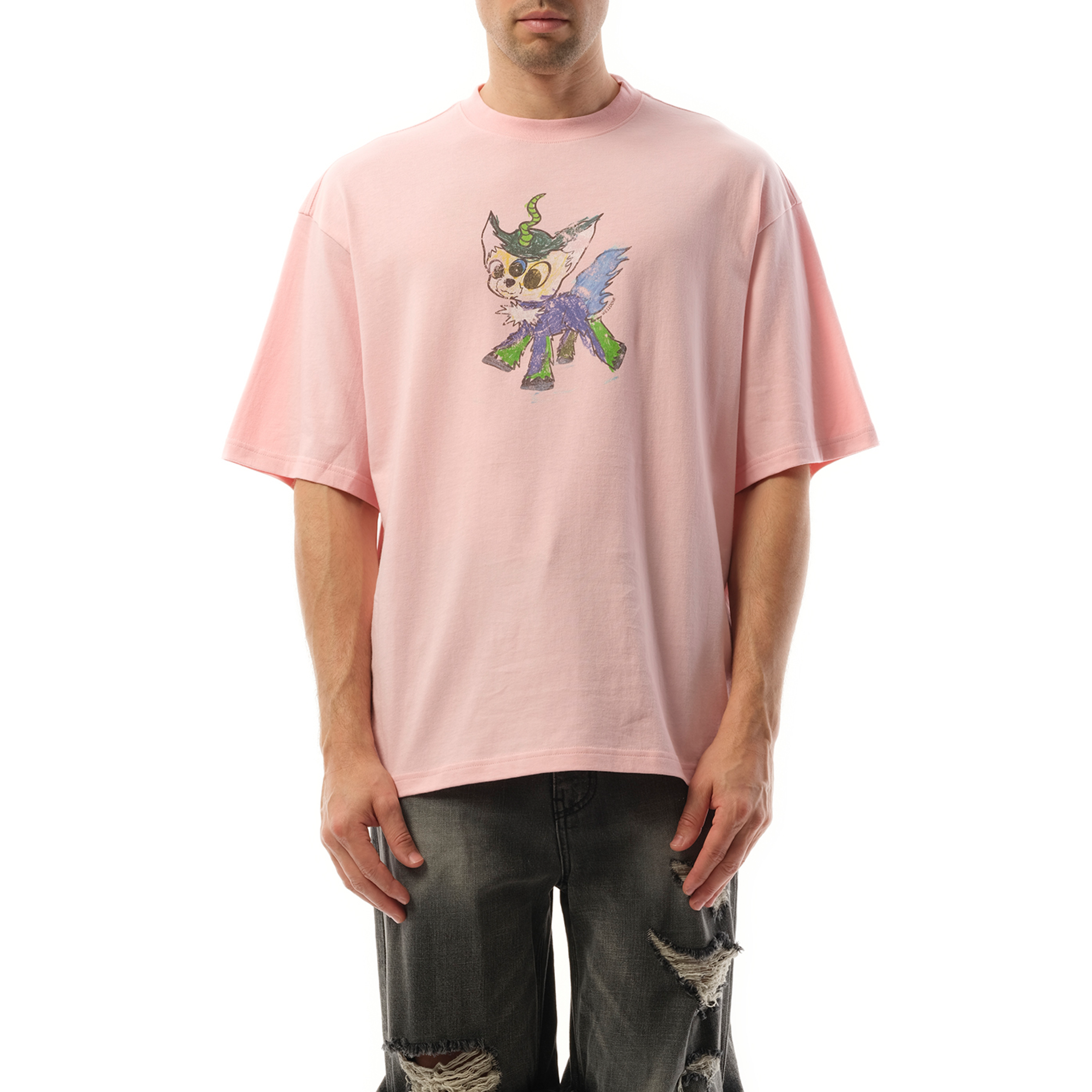 Jeff Monster Drawing T-Shirt in Pink