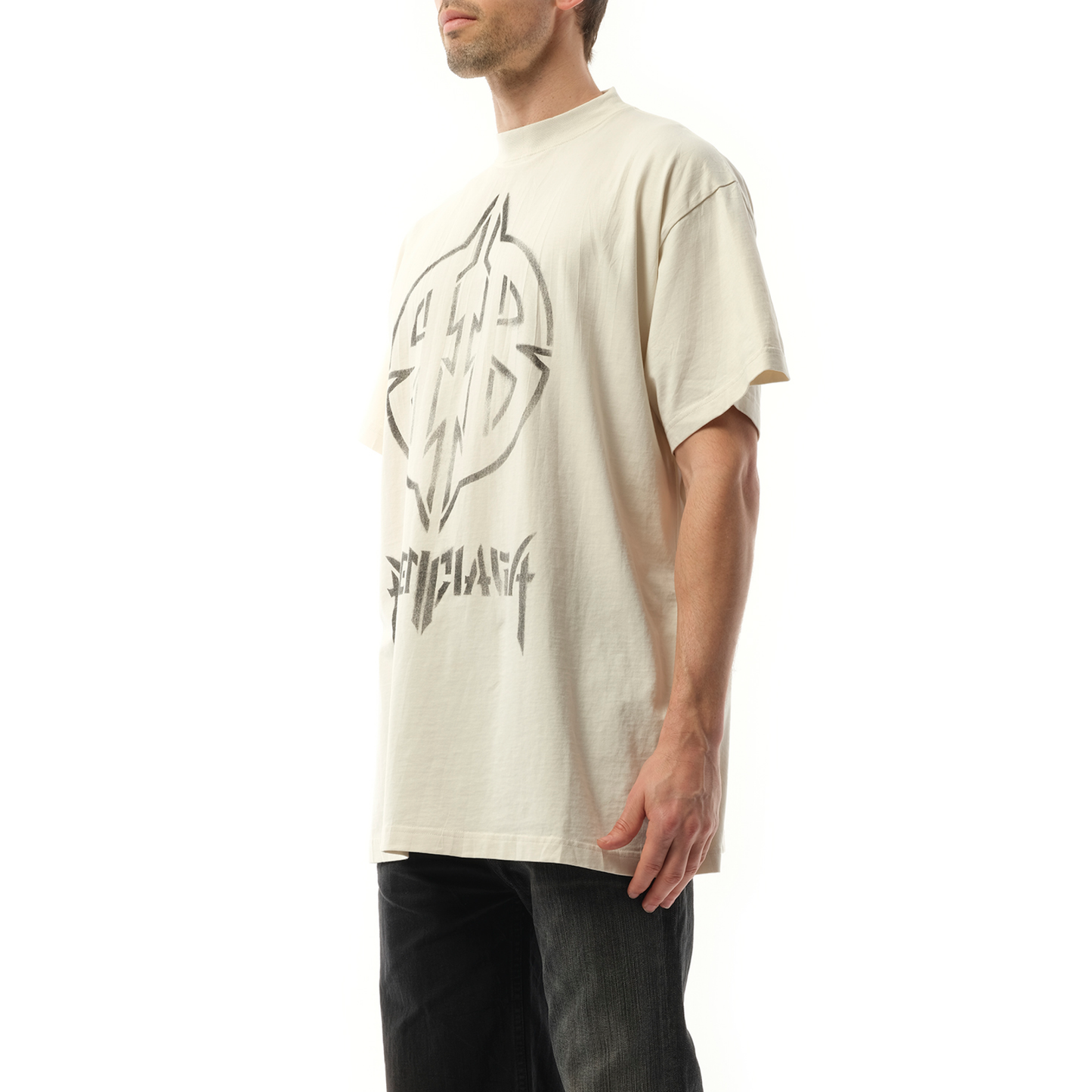 Metal BB Stencil Oversized T-Shirt in White