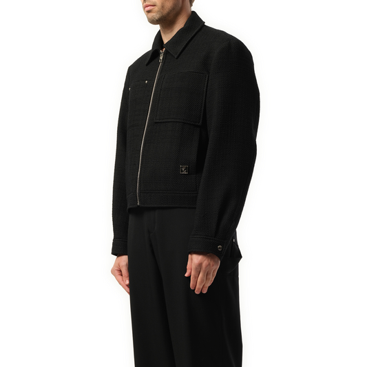 Wool Zip Blouson in Black