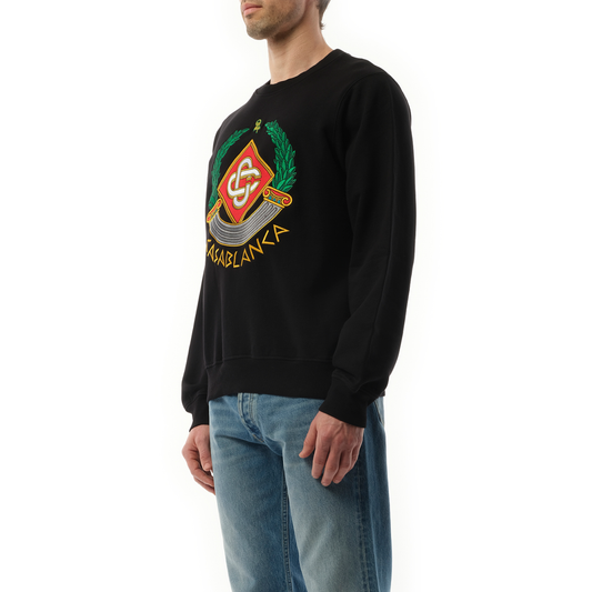 Casa Crest Embroidered Sweatshirt in Black