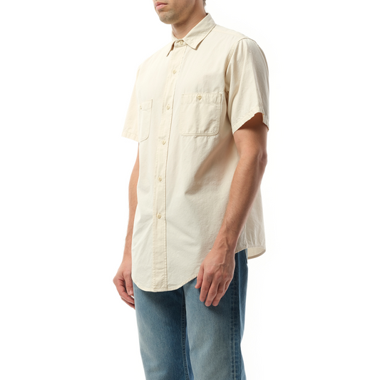 Denim Short Sleeve Shirt in Ecru