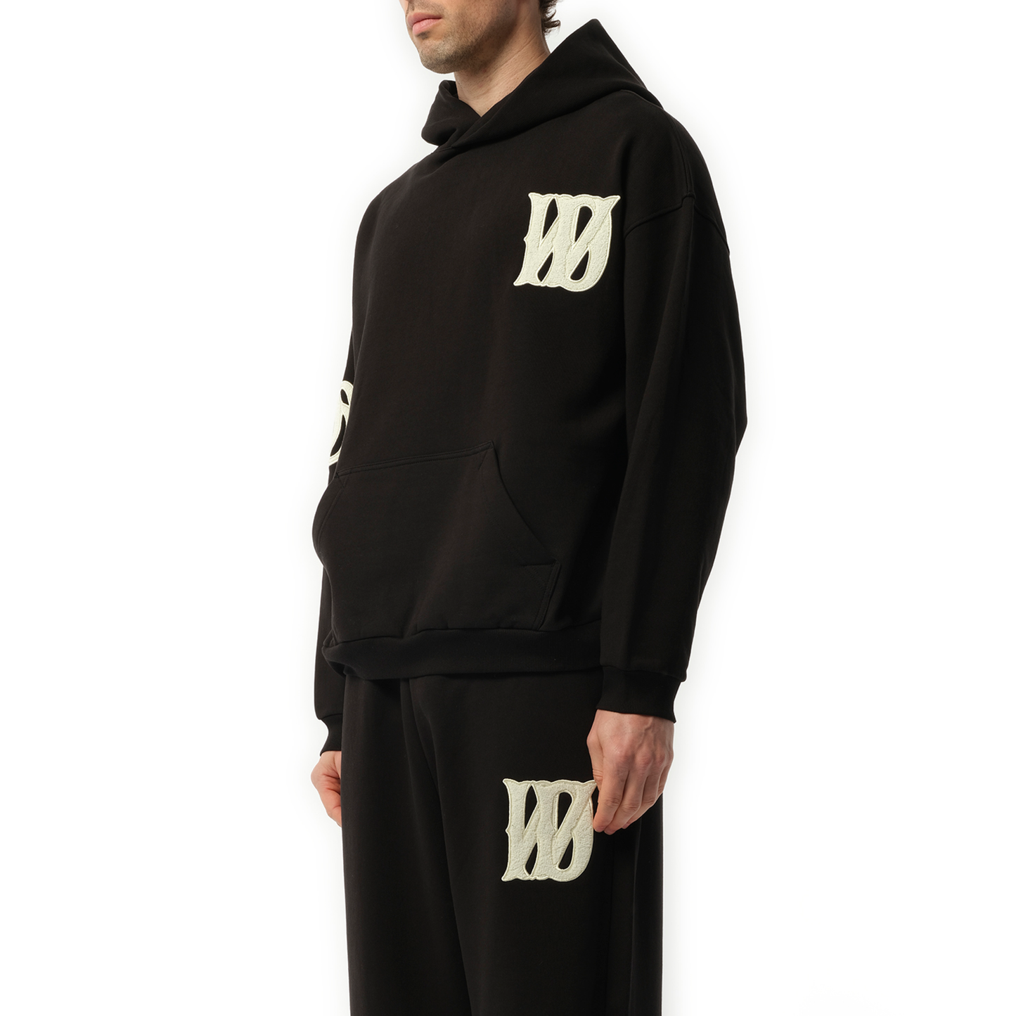 Boucle Letter Logo Hoodie in Black