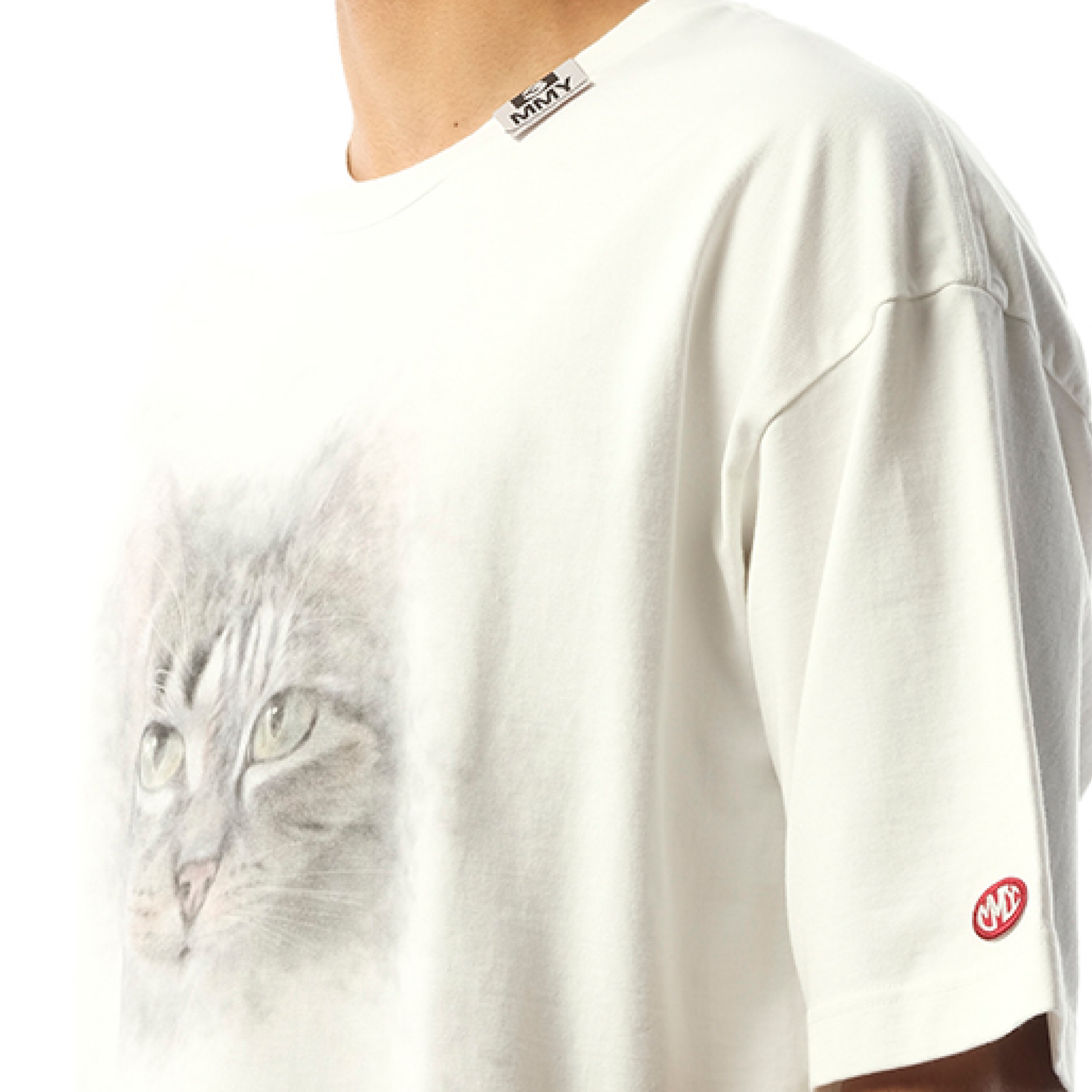 Cat Printed T-Shirt in White