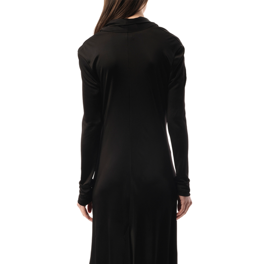 Cowl Liquid Dress in Black