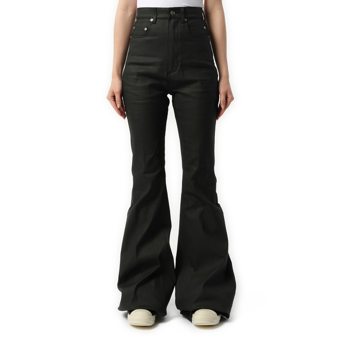 Chalk Stretch Denim Bolan Bootcut in Black