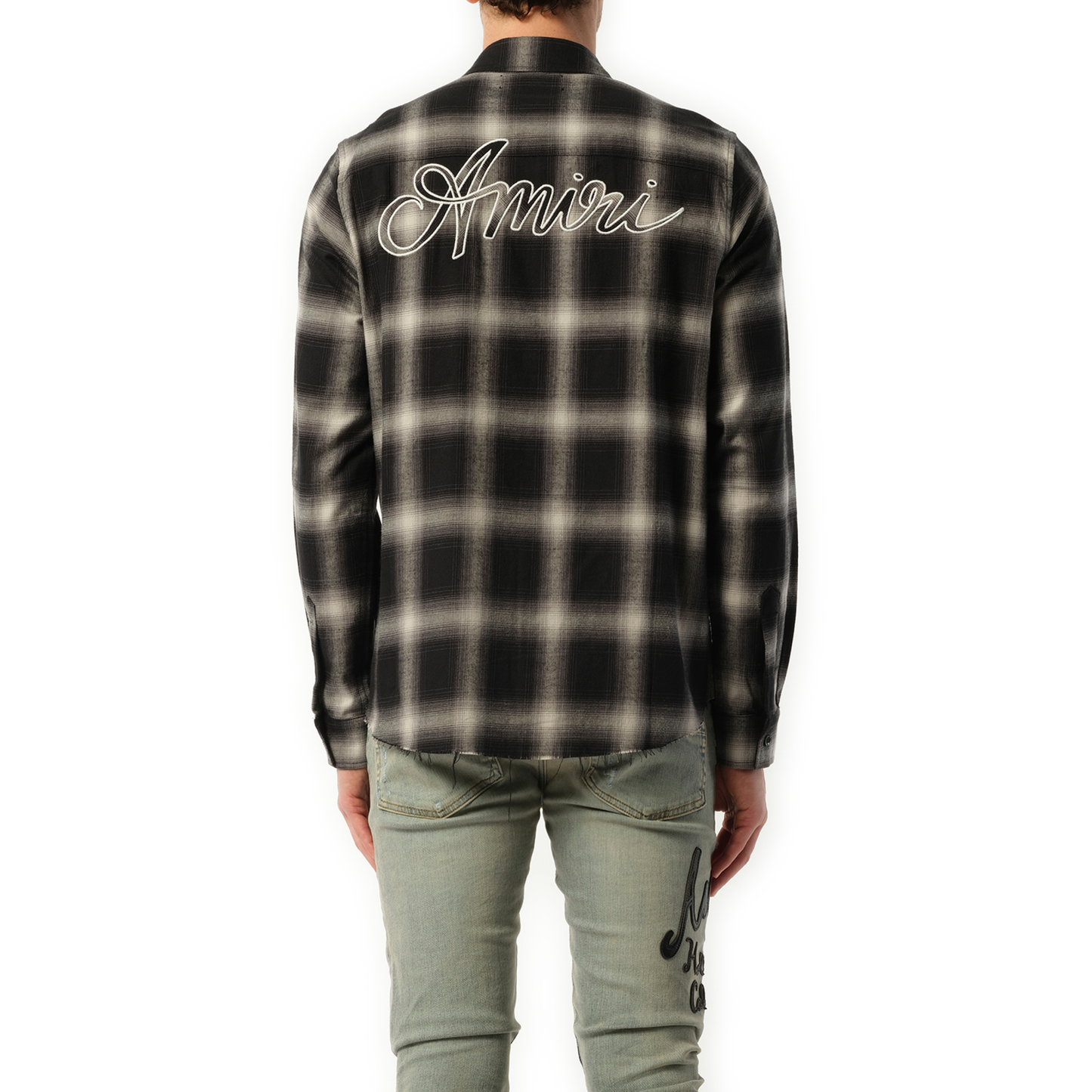 Amiri Swirl Flannel Shirt in Black