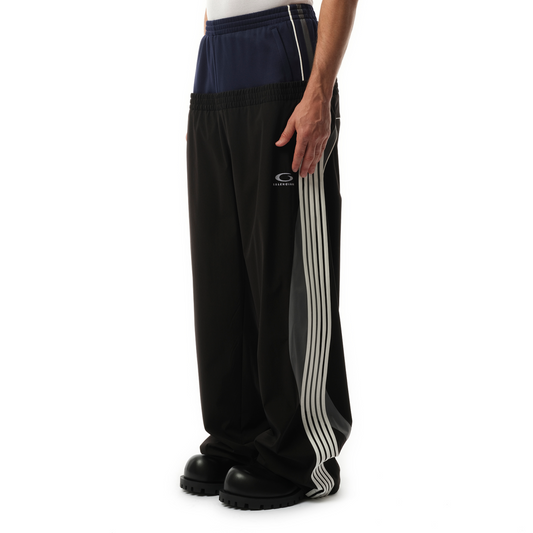 Double Waist Tracksuit Pants in Black/Blue