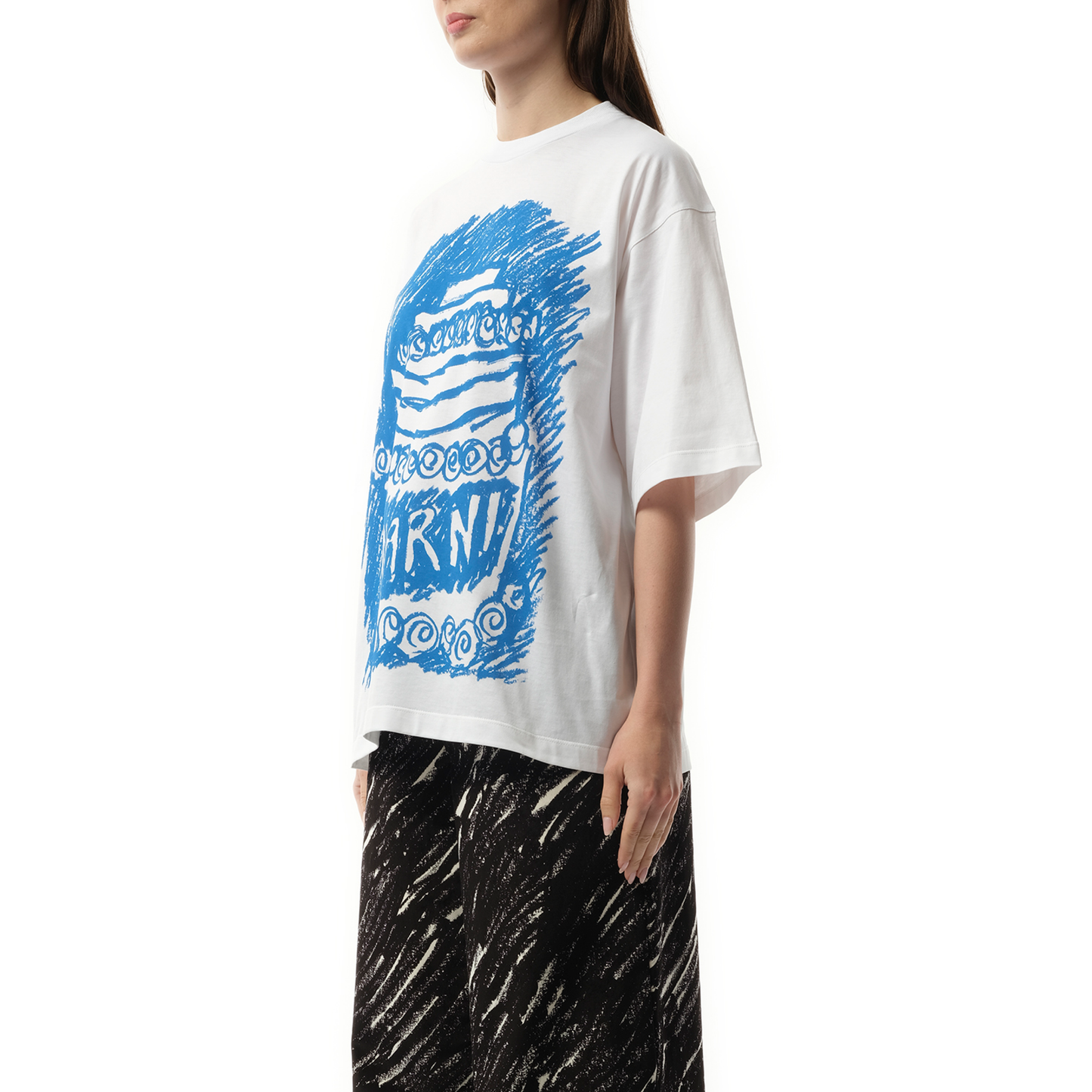 Blue Cake Print T-Shirt in Lily White