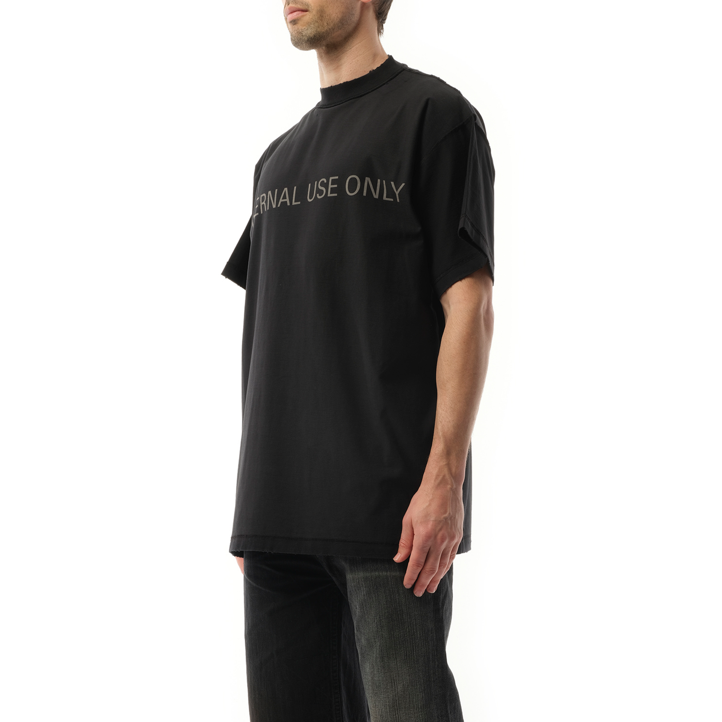 Internal Use Only Inside Out Oversized T-Shirt in Black