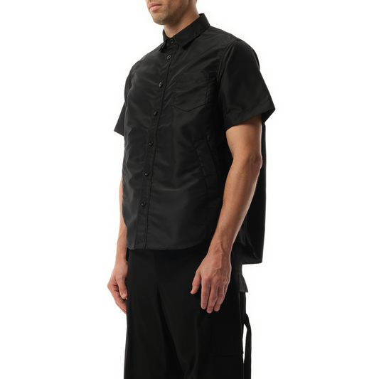 Nylon Twill Short-sleeve Shirt in Black