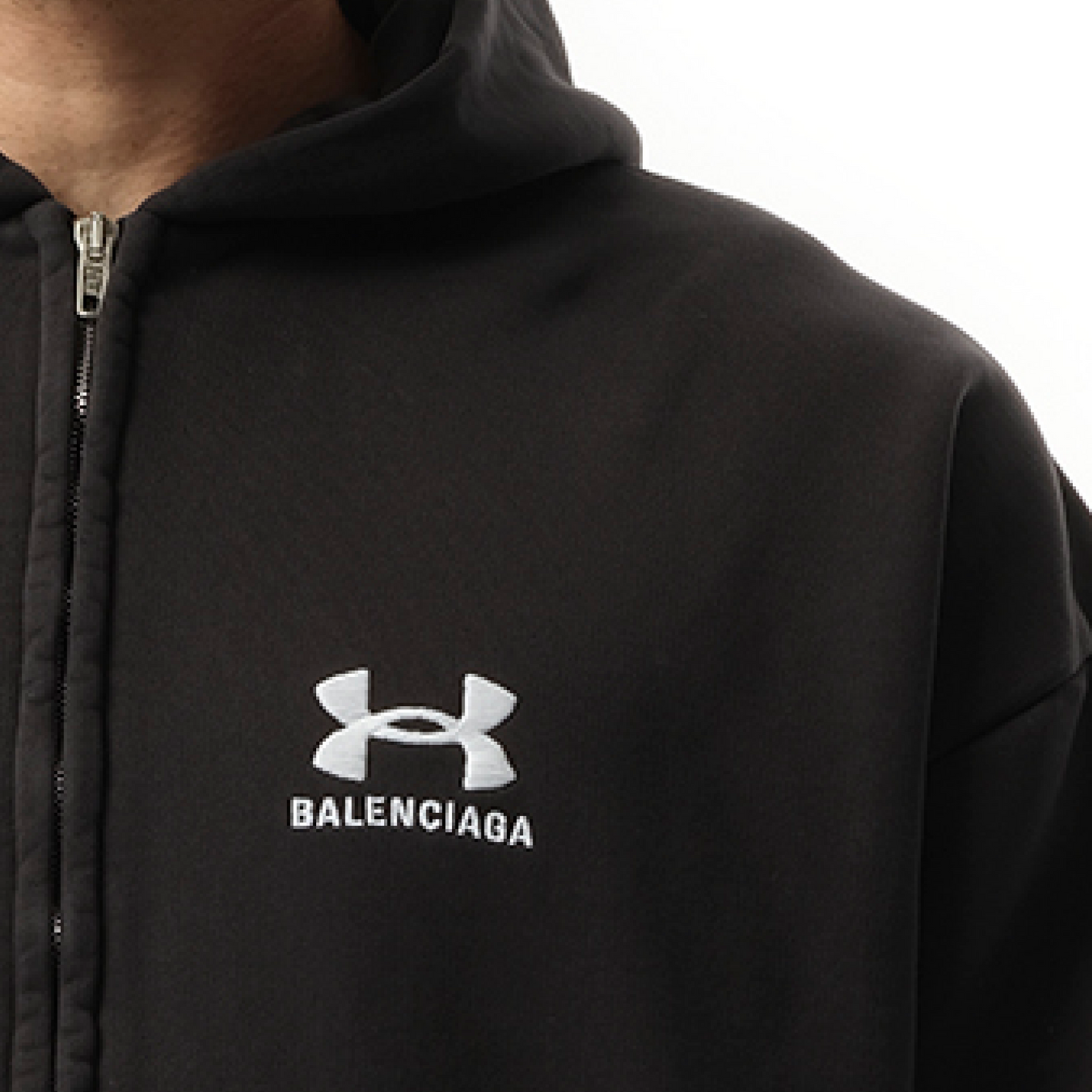 Under Armour Zip-Up Hoodie in Washed Black/White