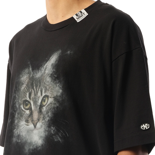 Cat Printed T-Shirt in Black