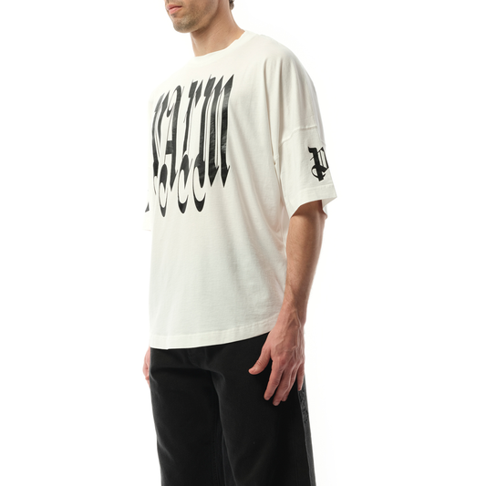 Back Gothic Palm Over T-Shirt in Off White/Black