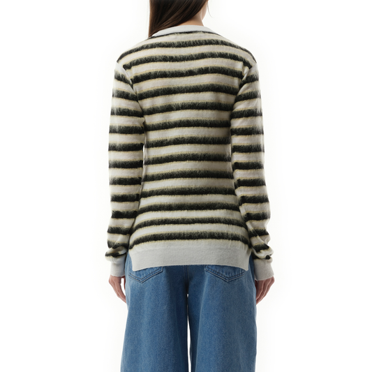 Mohair Stripe Sweater in Light Alabaster