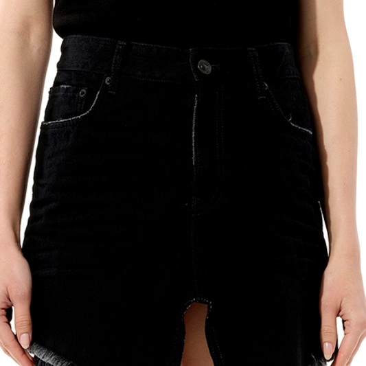 Mini Denim Skirt in Rubber Black