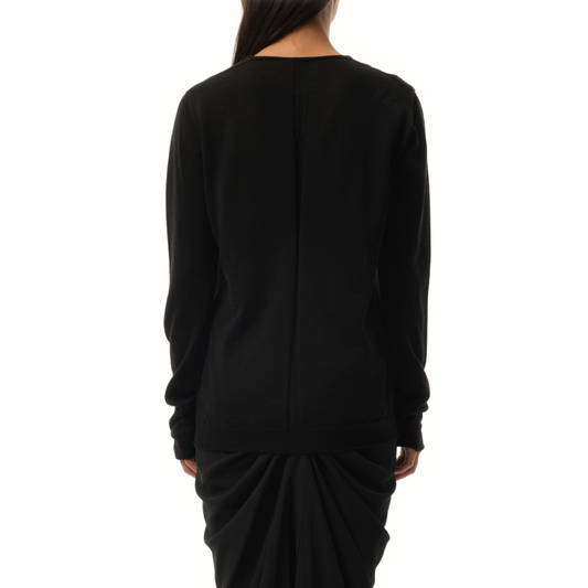 Extreme V Neck Pullover in Black