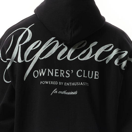 Represent Owners Club Script Hoodie in Black