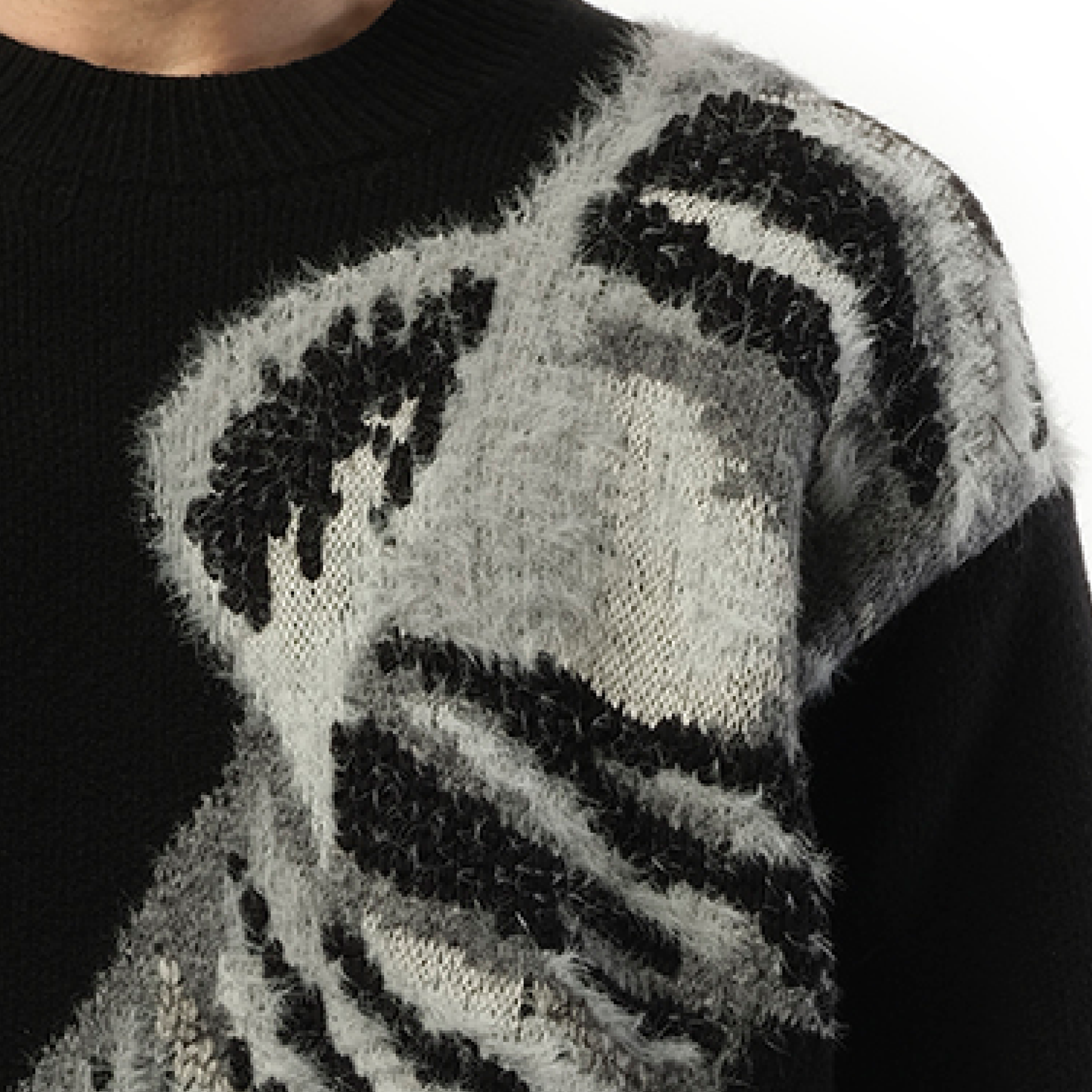 Bird Graphic Knit Sweater in Black