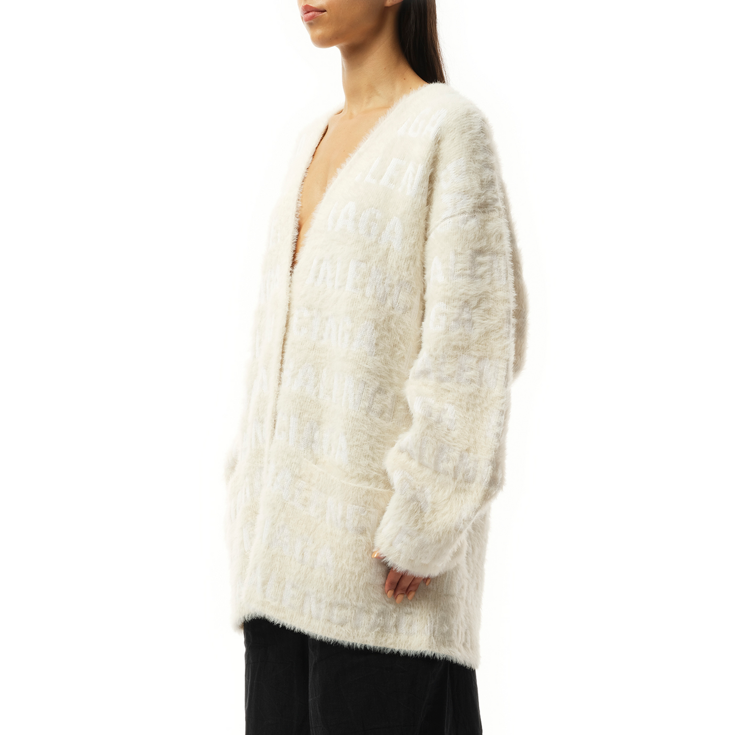 Furry Cardigan in Ivory