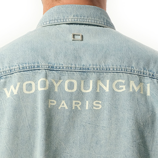 Logo Denim Short Sleeve Shirt in Blue