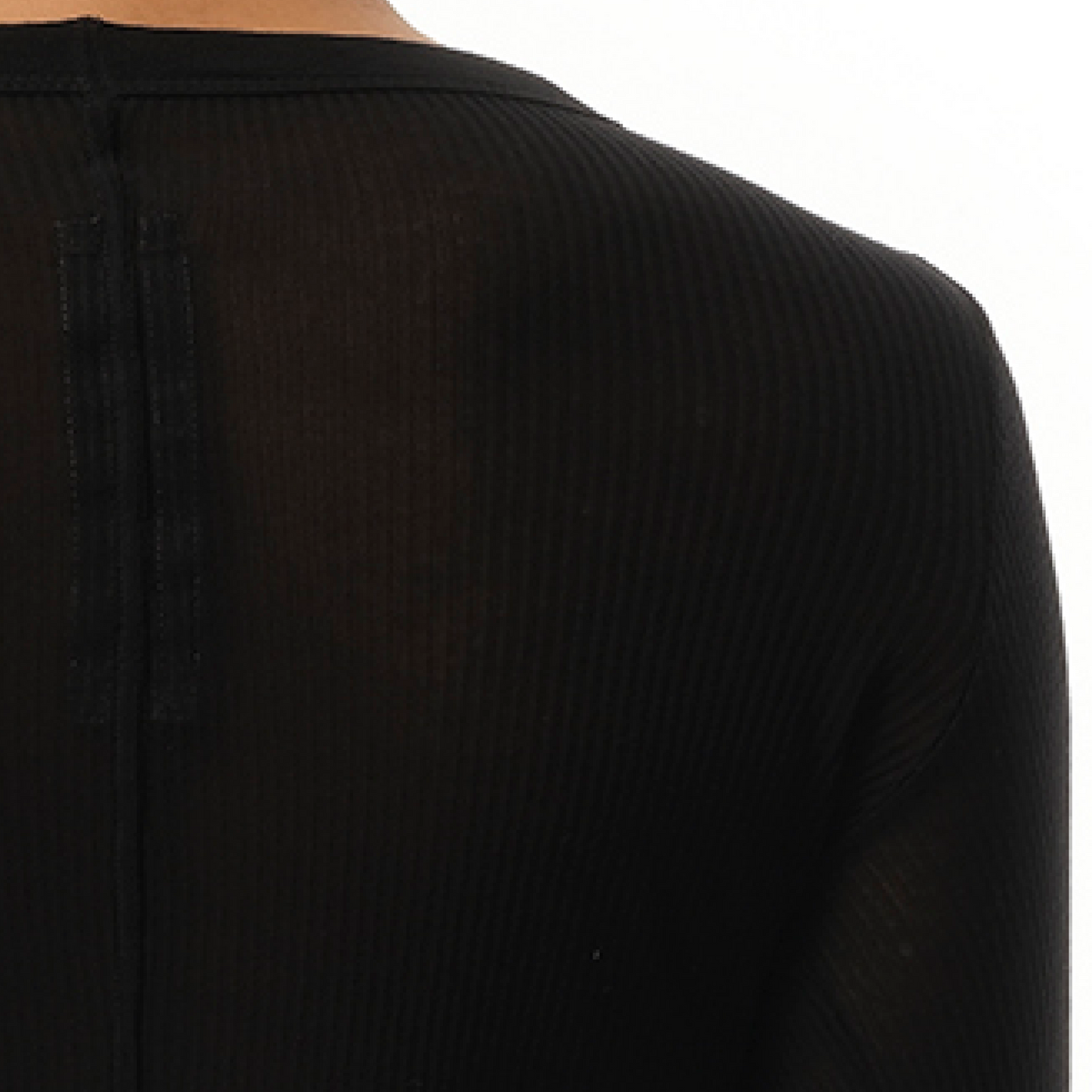 Rib Long Sleeve T-Shirt in Black