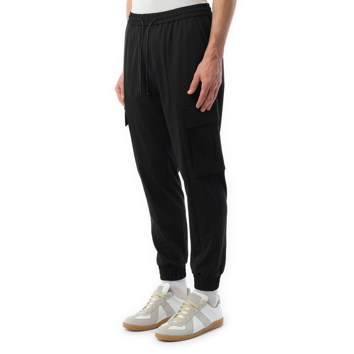 Wool Blended Cargo Pants in Black